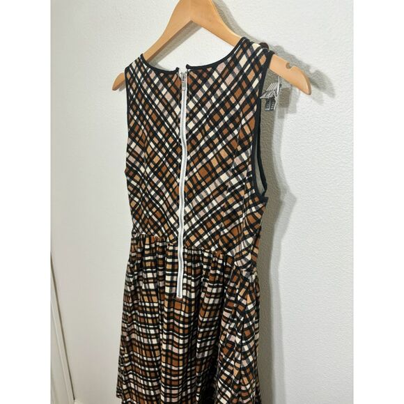 Frock Shop Plaid Fit & Flare Dress Large Rockabilly Retro Vintage 50s brown prep - Picture 5 of 5